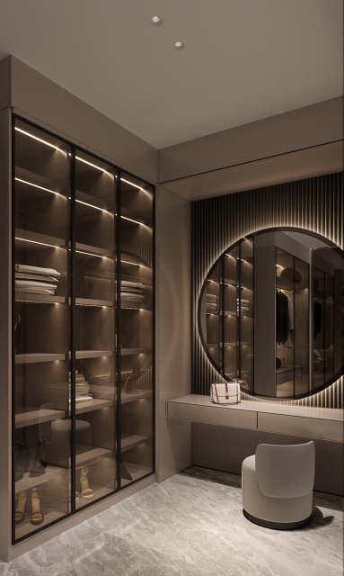 Factory Italian Light Luxury Glass Doors Solid Wood Open Wardrobe Full House Custom Modern Design for Bedroom Home Furniture