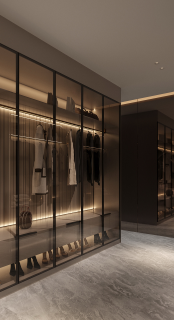 Factory Italian Light Luxury Glass Doors Solid Wood Open Wardrobe Full House Custom Modern Design for Bedroom Home Furniture
