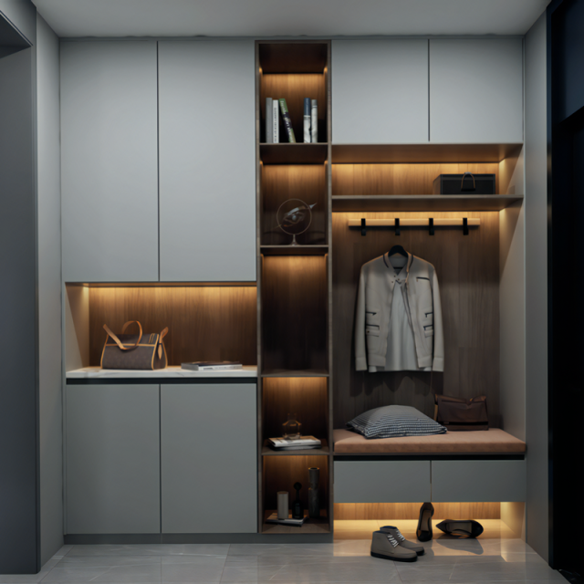Customized Entryway Shoe Cabinet Shoe Storage Cabinet Style Wooden Sideboard Shoe Rack Living Room Furniture Furniture