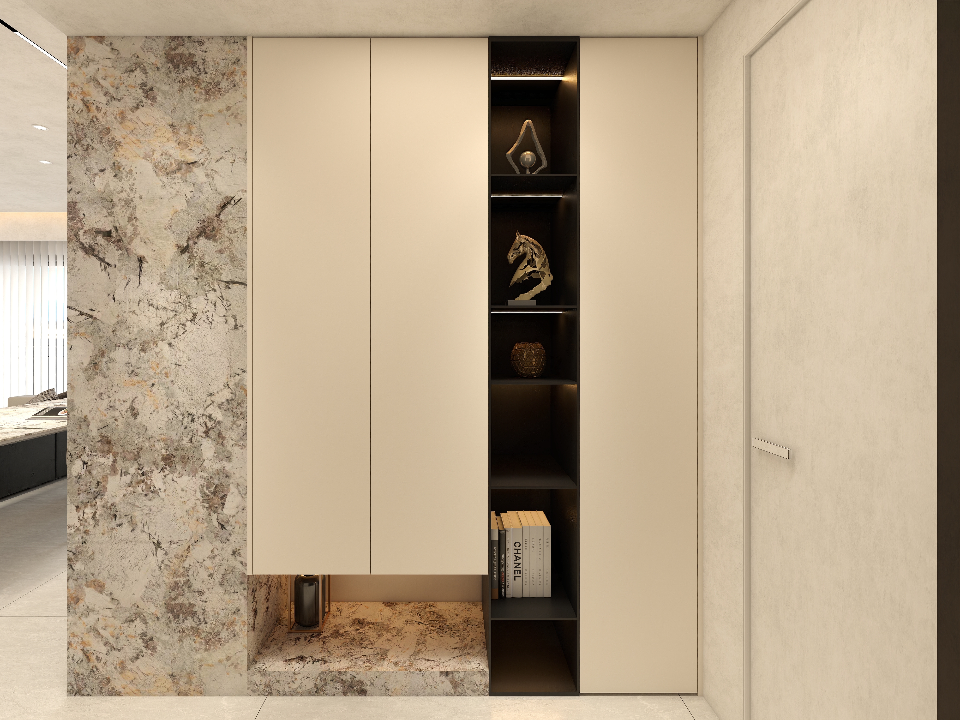 Modern Style Custom Closet Furniture Dangling Wooden Shoe Cabinet Storage with Panel Wood for Corridor Wall Living Room Villa