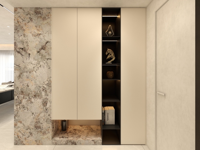 Modern Style Custom Closet Furniture Dangling Wooden Shoe Cabinet Storage with Panel Wood for Corridor Wall Living Room Villa
