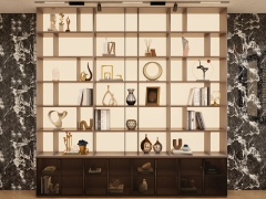 Tall Multi-layer Aluminum Universal Bookshelf With Glass Doors And Background Wall