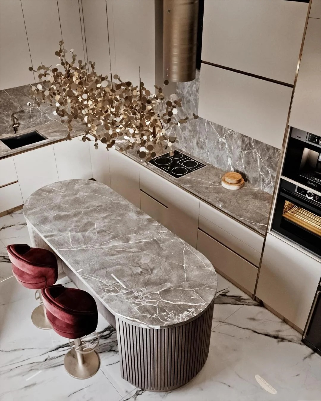 Luxury Modern Style  Kitchen Cabinets Custom Modular Designs Lacquer Sink Dining Table Pantry Cupboard