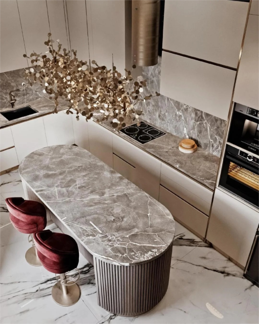 Luxury Modern Style  Kitchen Cabinets Custom Modular Designs Lacquer Sink Dining Table Pantry Cupboard