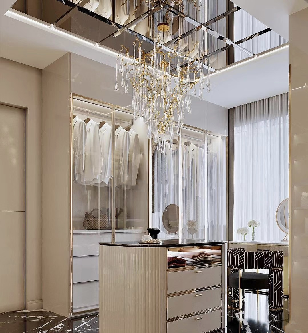 Furniture Glass Wardrobe Cabinet Bedroom Italian Closet Luxury Modern Door Glass Wardrobe