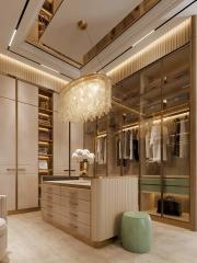 Italian Luxury Custom Walk-In Solid Wood Wardrobe Doors Big Closet Room Cabinet for Bedroom Furniture Home Use