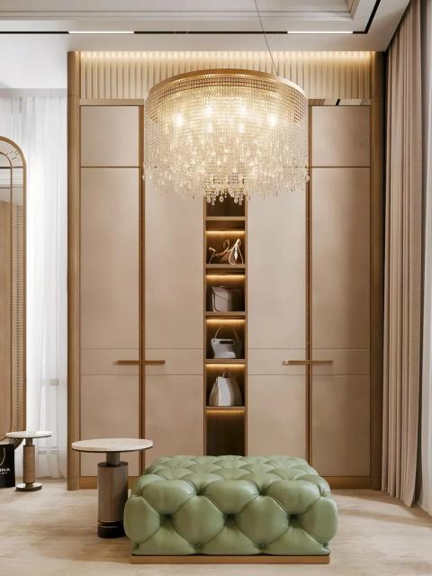Italian Luxury Custom Walk-In Solid Wood Wardrobe Doors Big Closet Room Cabinet for Bedroom Furniture Home Use