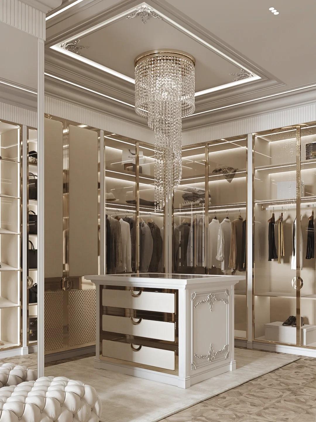 Customized Wooden Wardrobe With Aluminum Frame Modern Luxury Glass Door Closet Bedroom Walk in Wardrobe Clothes Cabinet Closet