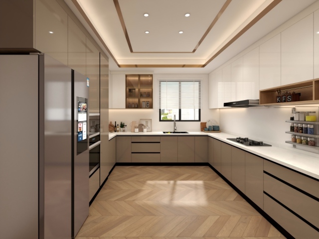 Commercial Walnut American Kitchen Cabinets Modern Smart Furniture for Home for Apartment Villa Kitchen