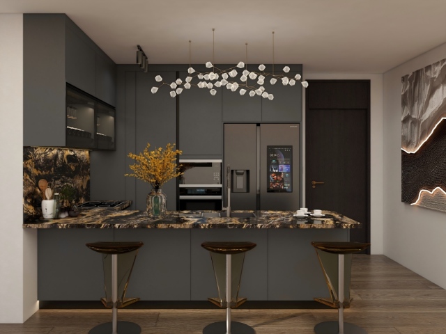 Customized Modern Simple Open Style Kitchen Cabinet Whole House Furniture for Small Apartments Kitchen Cabinet with Sink