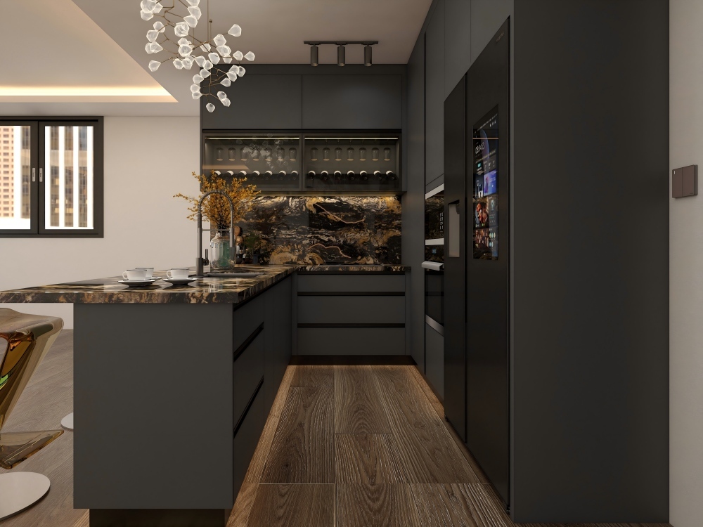 Customized Modern Simple Open Style Kitchen Cabinet Whole House Furniture for Small Apartments Kitchen Cabinet with Sink