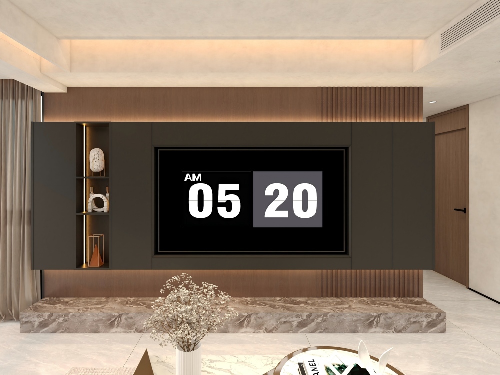 High-end TV Background Wall Modern Style TV Cabinet Custom Size Living Room Furniture Home With High-end Rock Slabs