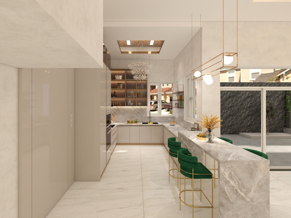 Custom Wooden Kitchen Cabinet Furniture Design Modern Style Handless Kitchen Cabinets with Pull-out Basket Design