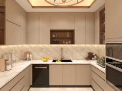 China Made Custom Modern Design Home Kitchen Furniture Deep Color Plywood Kitchen Cabinets Complete Set Ready to Assemble