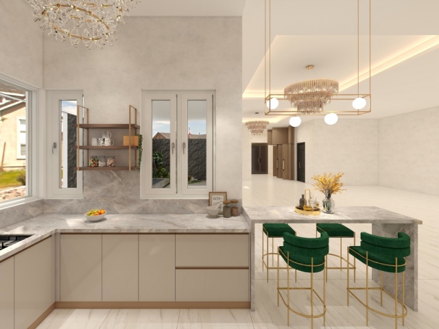 Custom Wooden Kitchen Cabinet Furniture Design Modern Style Handless Kitchen Cabinets with Pull-out Basket Design