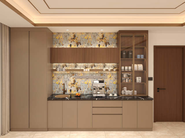 China Made Custom Modern Design Home Kitchen Furniture Deep Color Plywood Kitchen Cabinets Complete Set Ready to Assemble