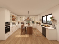 American Country Style High-end Affordable Custom Furniture Full White Shaker Design Big Kitchen Cabinet Set from China