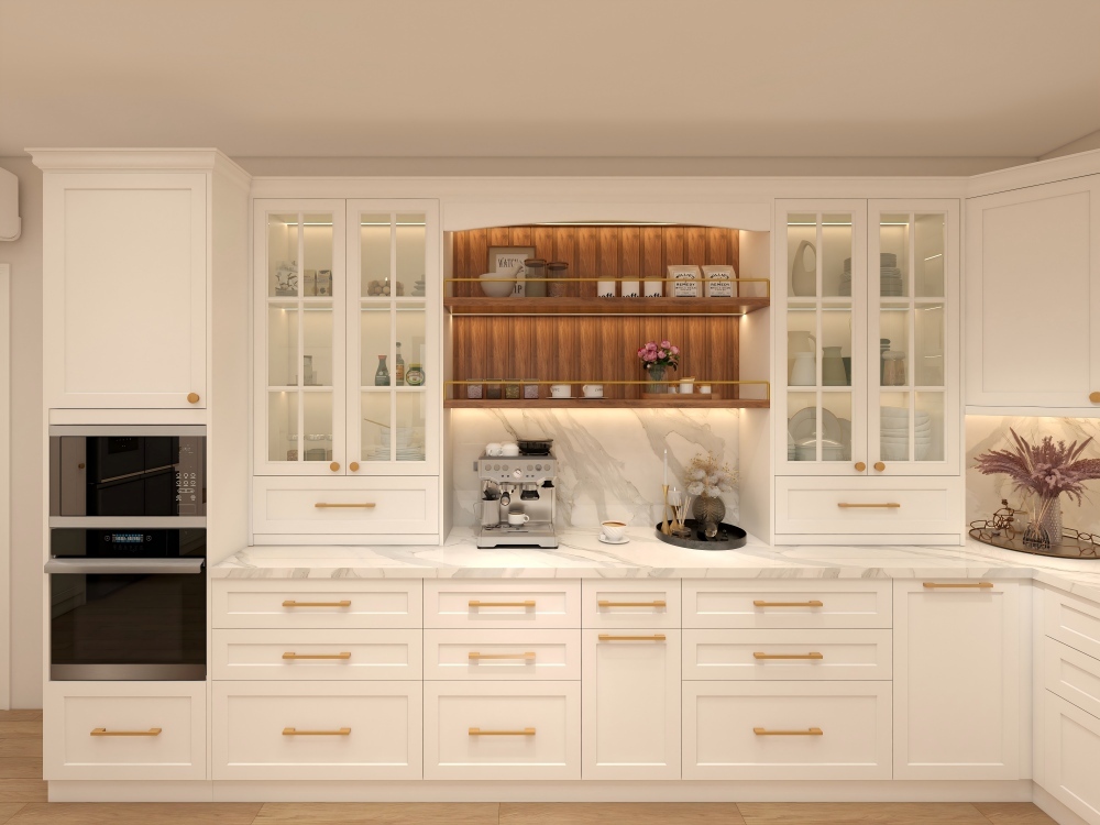 American Country Style High-end Affordable Custom Furniture Full White Shaker Design Big Kitchen Cabinet Set from China