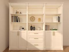 Classic Roman-Style Soft-Touch Painted Bookcase, Solid Plywood Construction with Elegant Crown Molding Top