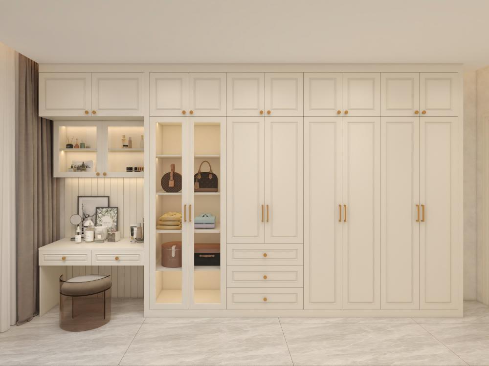 Modular Walk-in Wardrobe With Dressing table, Customizable Shelving and Hanging Units Large Storage Cabinet for Bedroom
