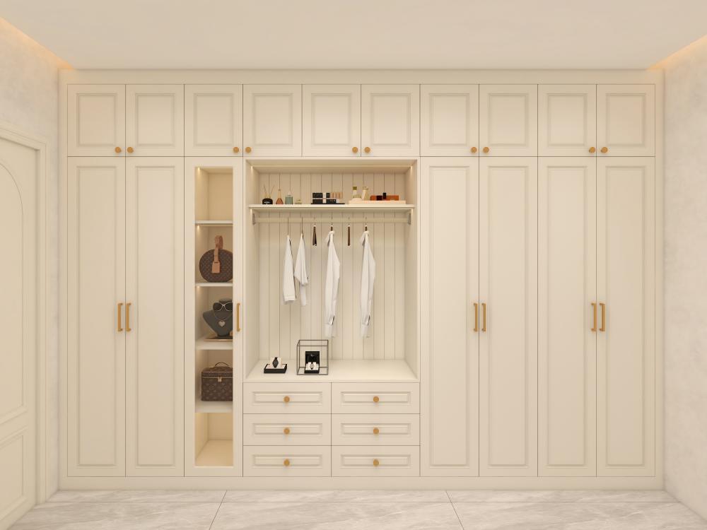 Modular Walk-in Wardrobe With Dressing table, Customizable Shelving and Hanging Units Large Storage Cabinet for Bedroom