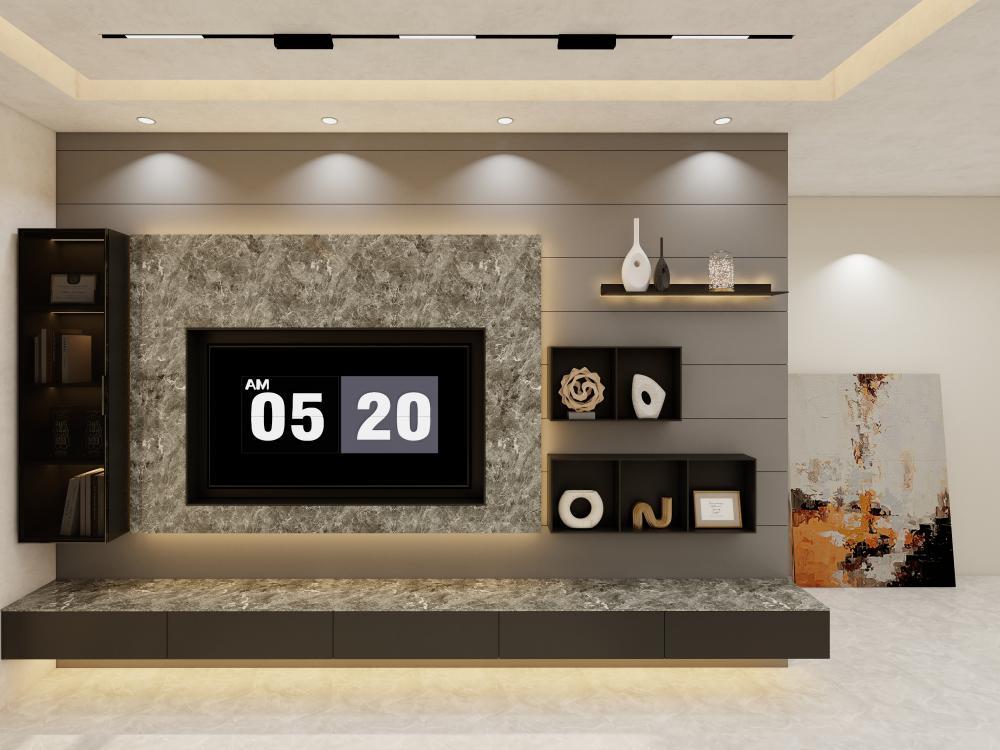 Customized Wooden Wardrobe With Aluminum Frame Modern Luxury Glass Door Slab TV Cabinet