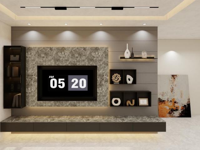Customized Wooden Wardrobe With Aluminum Frame Modern Luxury Glass Door Slab TV Cabinet
