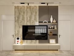 Customized Wooden Wardrobe With Aluminum Frame Modern Luxury Glass Door Slab TV Cabinet