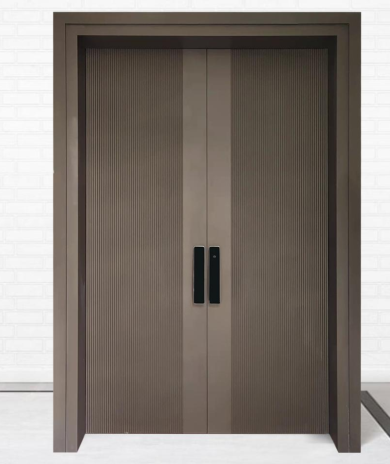 Smart Aluminum Entry Door with Smart Lock-Keyless, Anti-Rust Weatherproof Front Door for Modern Home