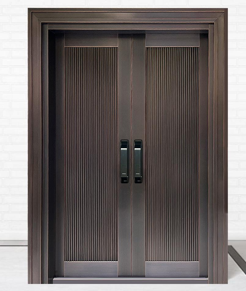Modern Aluminum Entry Door with Smart Lock--Custom Size, Weatherproof Front Door for Villa