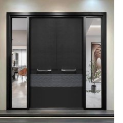 Modern Cast Aluminum Entry Door with Tempered Glass Panel-Luxury Anti-rust Front Door for Villa