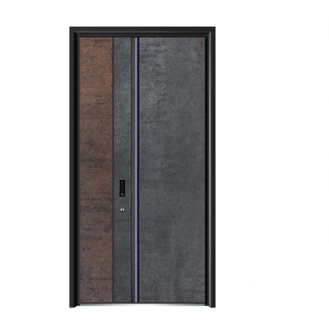 Modern Armored Security Door with Fingerprint Lock High Security Exterior Front Entry Door for Home