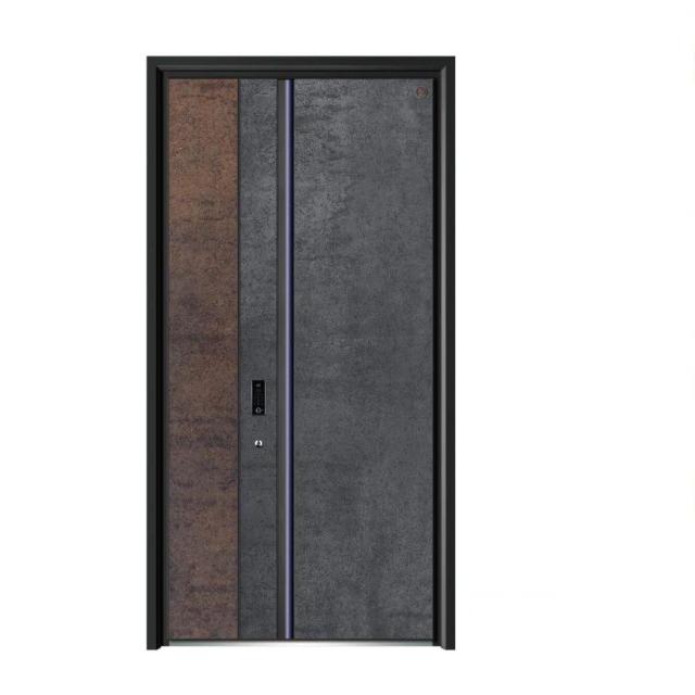Modern Armored Security Door with Fingerprint Lock High Security Exterior Front Entry Door for Home