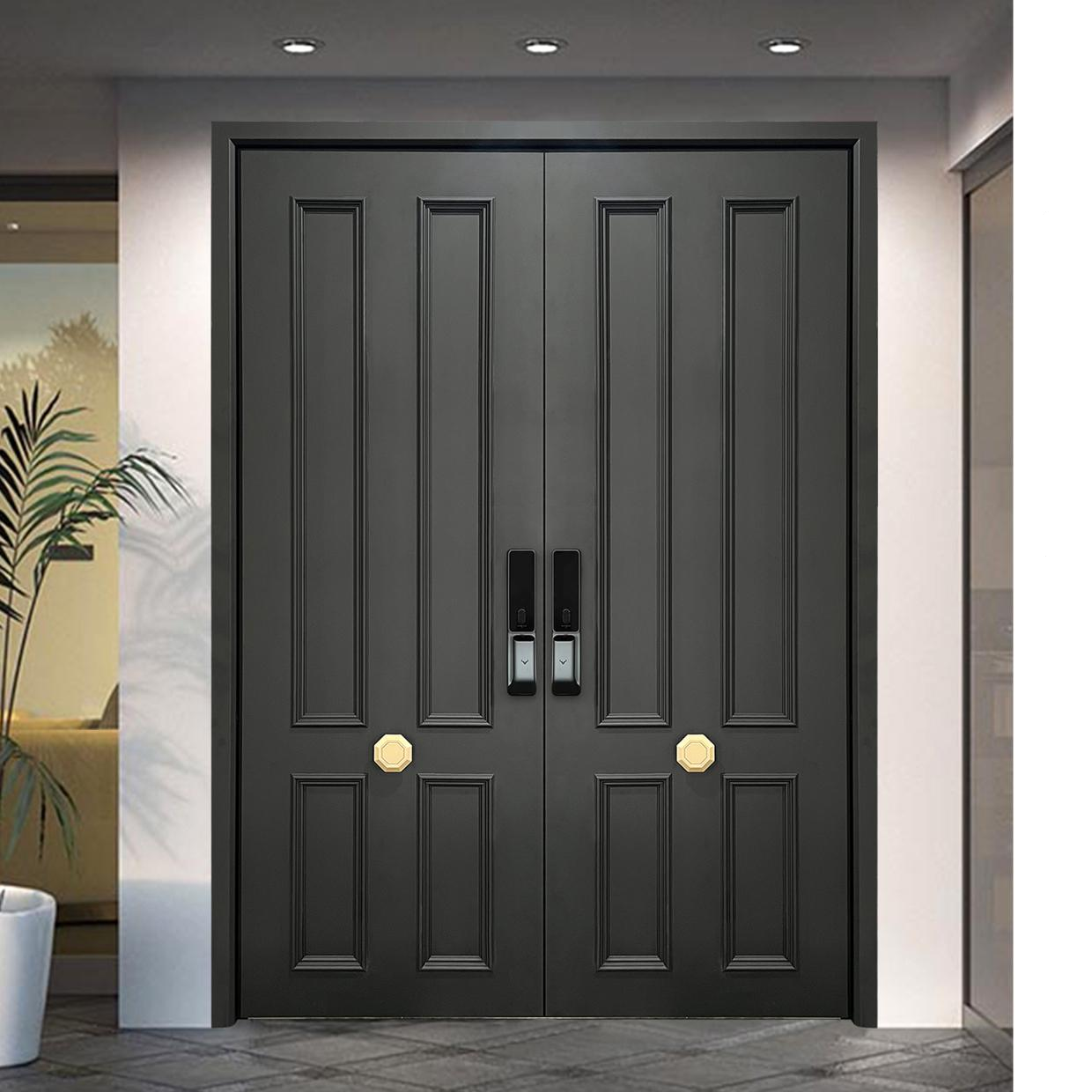 Exterior Entry Double Front Door With Glass Residential Security Aluminum Main Door Designs Double Door