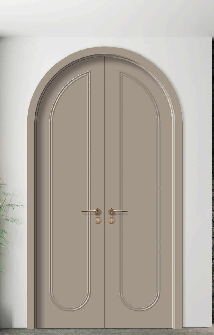 Indoor Arched Top Double Door Half Moon Arch Shaped Wooden French Design Doors for Living Room & Bedroom