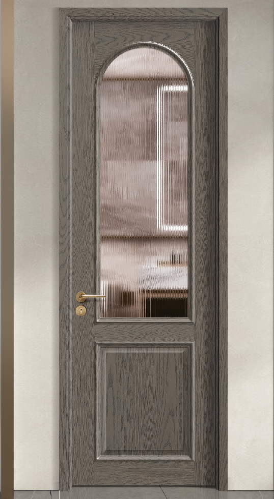 Residential Oak Modern Solid Wood Horizontal Multi-Panel Waterproof Interior Glass Door for Bedroom Office Room