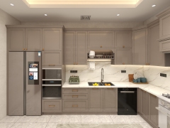 Modern Simple Matte Grey Kitchen U-shaped Kitchen Cabinets White Countertop Custom Design Decoration Whole House Customization