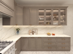 Modern Simple Matte Grey Kitchen U-shaped Kitchen Cabinets White Countertop Custom Design Decoration Whole House Customization