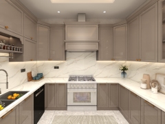 Modern Simple Matte Grey Kitchen U-shaped Kitchen Cabinets White Countertop Custom Design Decoration Whole House Customization