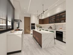 Modern Inset Free Handleless Pine Wood Eco-Friendly Water Resistant Kitchen Cabinet