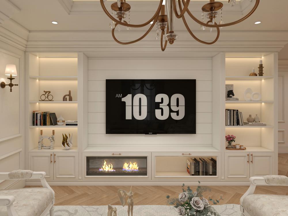 Modern Solid Wood TV Stand American Style Console Storage Cabinet Floor Mounted For Living Room TV Full Wall