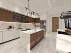 Modern Inset Free Handleless Pine Wood Eco-Friendly Water Resistant Kitchen Cabinet