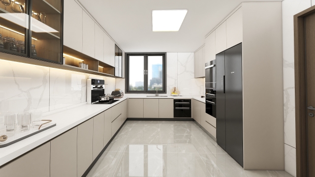 Modern Melamine Modular Kitchen Cabinet Custom Wood Luxury Waterproof Kitchen Cabinet Complete Sets Flat Pack