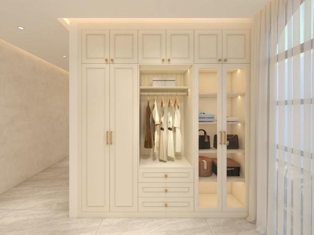 Custom Solid Oak Wood Wardrobe with Mixed Oil Finish European Style Light-Colored Full Home Customization Walk-in Closet