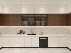 Modern Inset Free Handleless Pine Wood Eco-Friendly Water Resistant Kitchen Cabinet