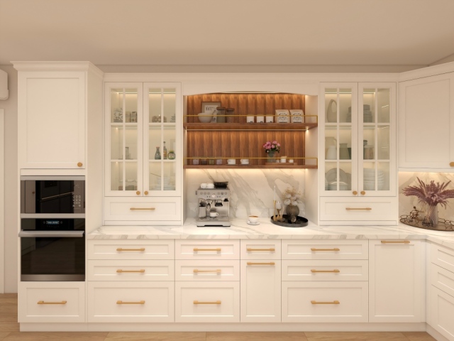 American Style Narrow Slim Frame Shaker White Oak Wood Kitchen Cabinet For Sale