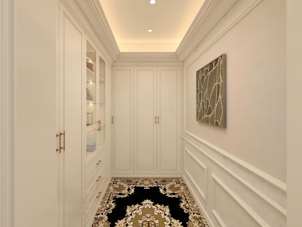 Classic Carved Solid Wood Custom Walk in Closet Luxury Villa Dressing Room Wardrobe Multi-functional Cabinets