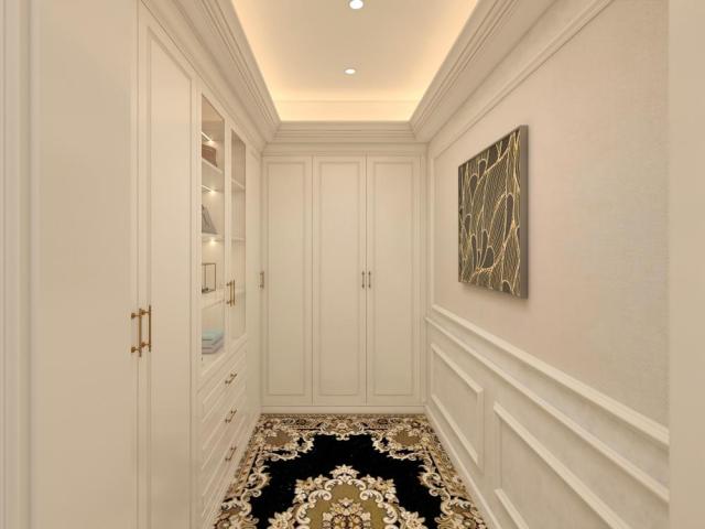 Classic Carved Solid Wood Custom Walk in Closet Luxury Villa Dressing Room Wardrobe Multi-functional Cabinets