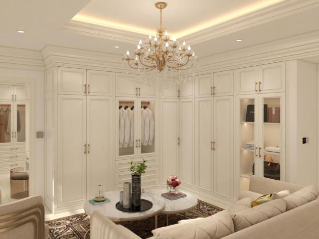 Custom Classic European Luxury White Open Wardrobe Cloakroom