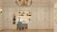 Classic European Luxury White Wardrobe Kids Room Closet Wardrobe with Dressing Table and Study Table